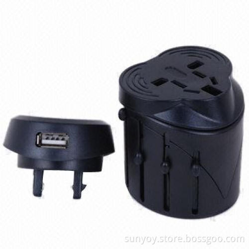 USB Universal Travel Adapter, 100 to 240V Input, Sized 55x60x60mm Approximately